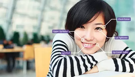 Woman happy learning books Facereader