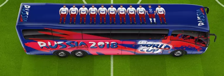 Soccer football world cup bus Russia